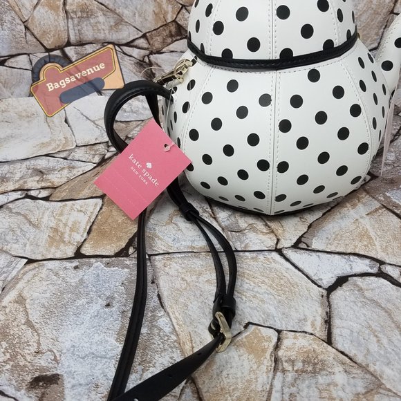Alice in Wonderland Tea Pot Party Teapot Polka Dot Crossbody Bag Kate Spade - Picture 10 of 13